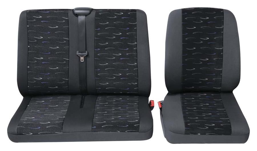DOUBLE DELUXE BLACK//RED VAN SEAT COVERS SINGLE RENAULT TRAFIC SPORT